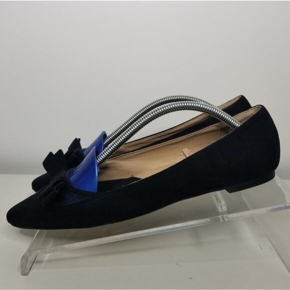 Lane Bryant Black Illusion Bow Flat Women 8W Ballet Faux Suede Flat  Pointed Toe - Picture 3 of 13